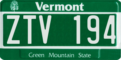VT license plate ZTV194
