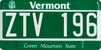 VT license plate ZTV196