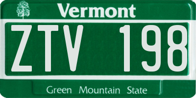VT license plate ZTV198