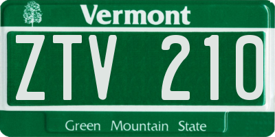 VT license plate ZTV210