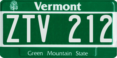 VT license plate ZTV212