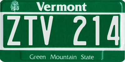 VT license plate ZTV214