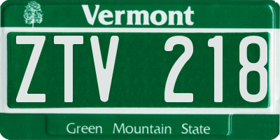 VT license plate ZTV218