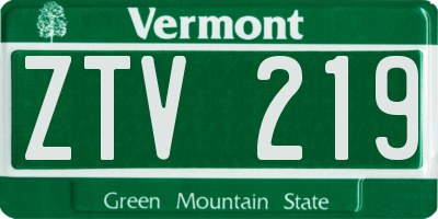 VT license plate ZTV219