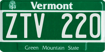 VT license plate ZTV220