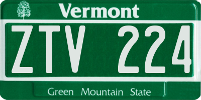 VT license plate ZTV224