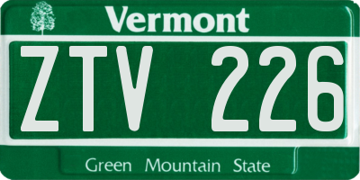 VT license plate ZTV226