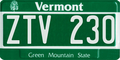 VT license plate ZTV230