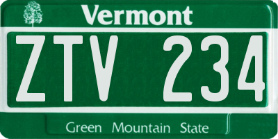 VT license plate ZTV234