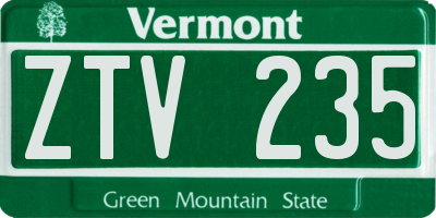 VT license plate ZTV235