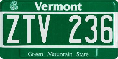 VT license plate ZTV236