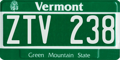 VT license plate ZTV238