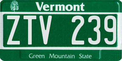 VT license plate ZTV239