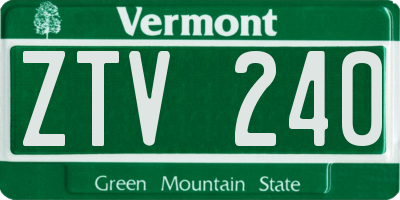 VT license plate ZTV240