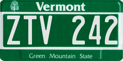 VT license plate ZTV242