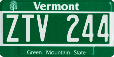 VT license plate ZTV244