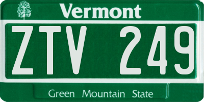 VT license plate ZTV249