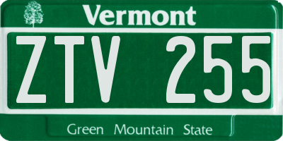 VT license plate ZTV255