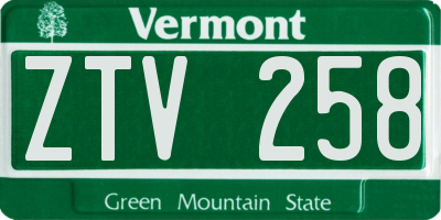 VT license plate ZTV258