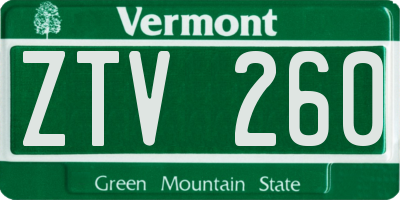 VT license plate ZTV260