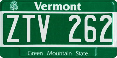 VT license plate ZTV262