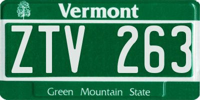 VT license plate ZTV263