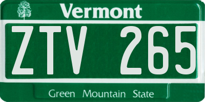 VT license plate ZTV265