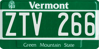 VT license plate ZTV266