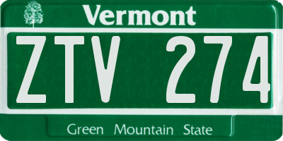 VT license plate ZTV274