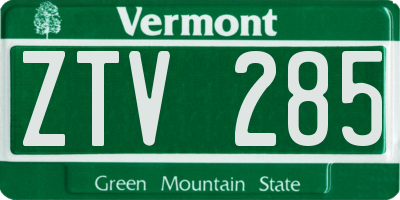 VT license plate ZTV285