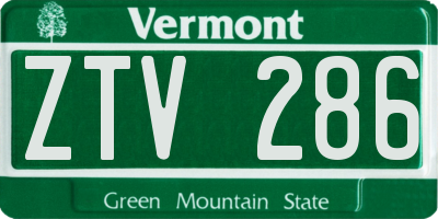VT license plate ZTV286
