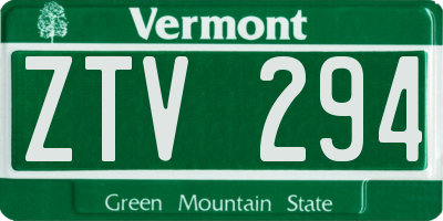 VT license plate ZTV294