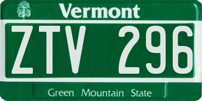 VT license plate ZTV296