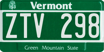 VT license plate ZTV298