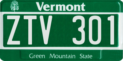 VT license plate ZTV301