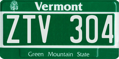 VT license plate ZTV304