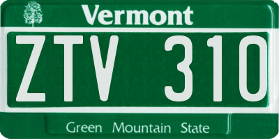 VT license plate ZTV310