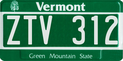 VT license plate ZTV312