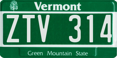 VT license plate ZTV314