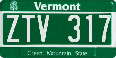 VT license plate ZTV317