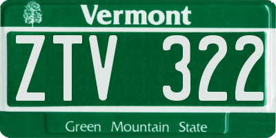 VT license plate ZTV322