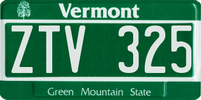 VT license plate ZTV325