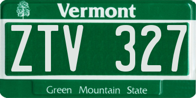 VT license plate ZTV327