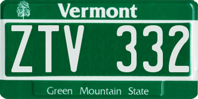 VT license plate ZTV332
