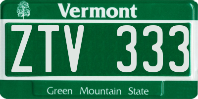 VT license plate ZTV333
