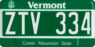 VT license plate ZTV334