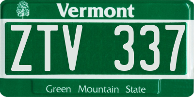 VT license plate ZTV337