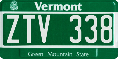 VT license plate ZTV338