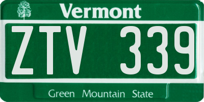 VT license plate ZTV339