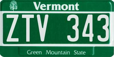 VT license plate ZTV343